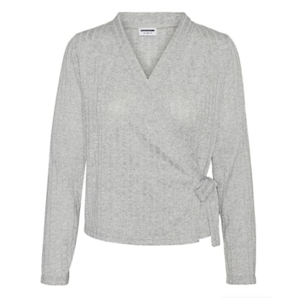 Noisy May Knitted Wrap Shirt with V Neck - Picture 1 of 4